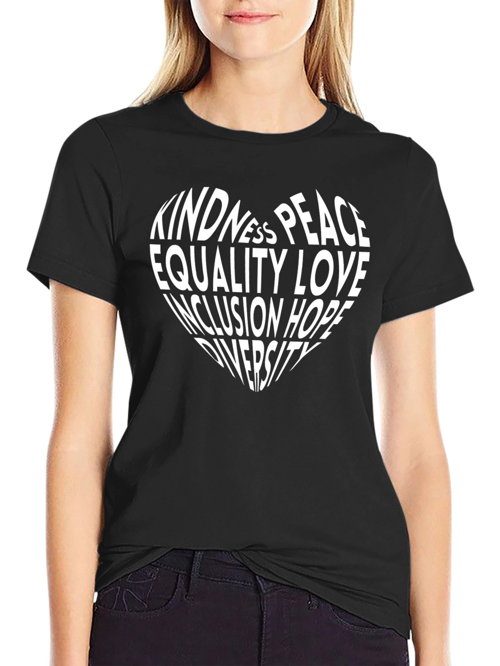 Kindness Peace Equality Heart Graphic Tee