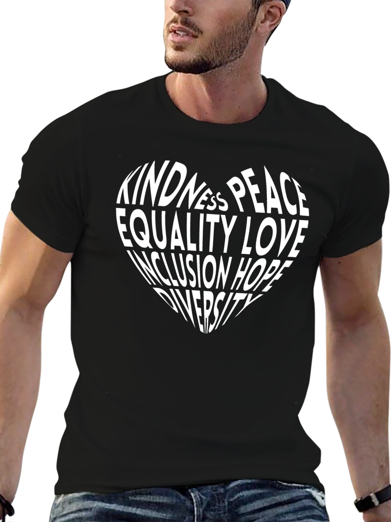 Kindness Peace Equality Heart Graphic Tee