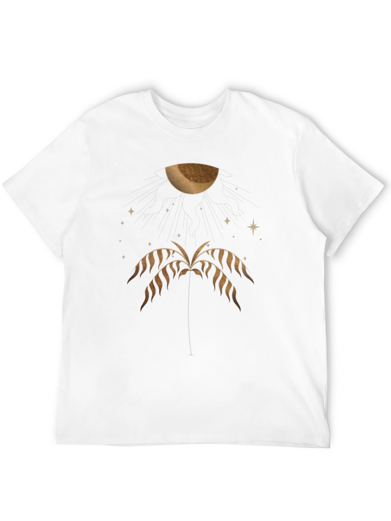 Mens Black Graphic Tee - Palm & Moon Design