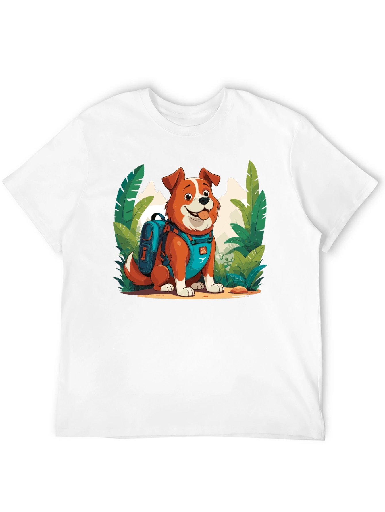Dog Hiker Cartoon Graphic T-Shirt