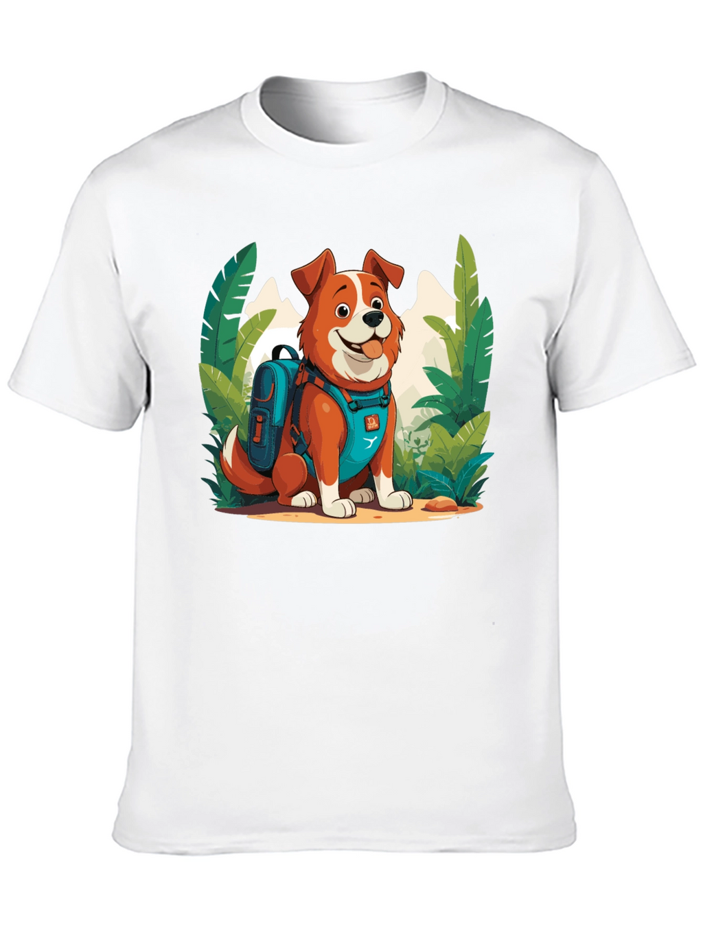 Dog Hiker Cartoon Graphic T-Shirt