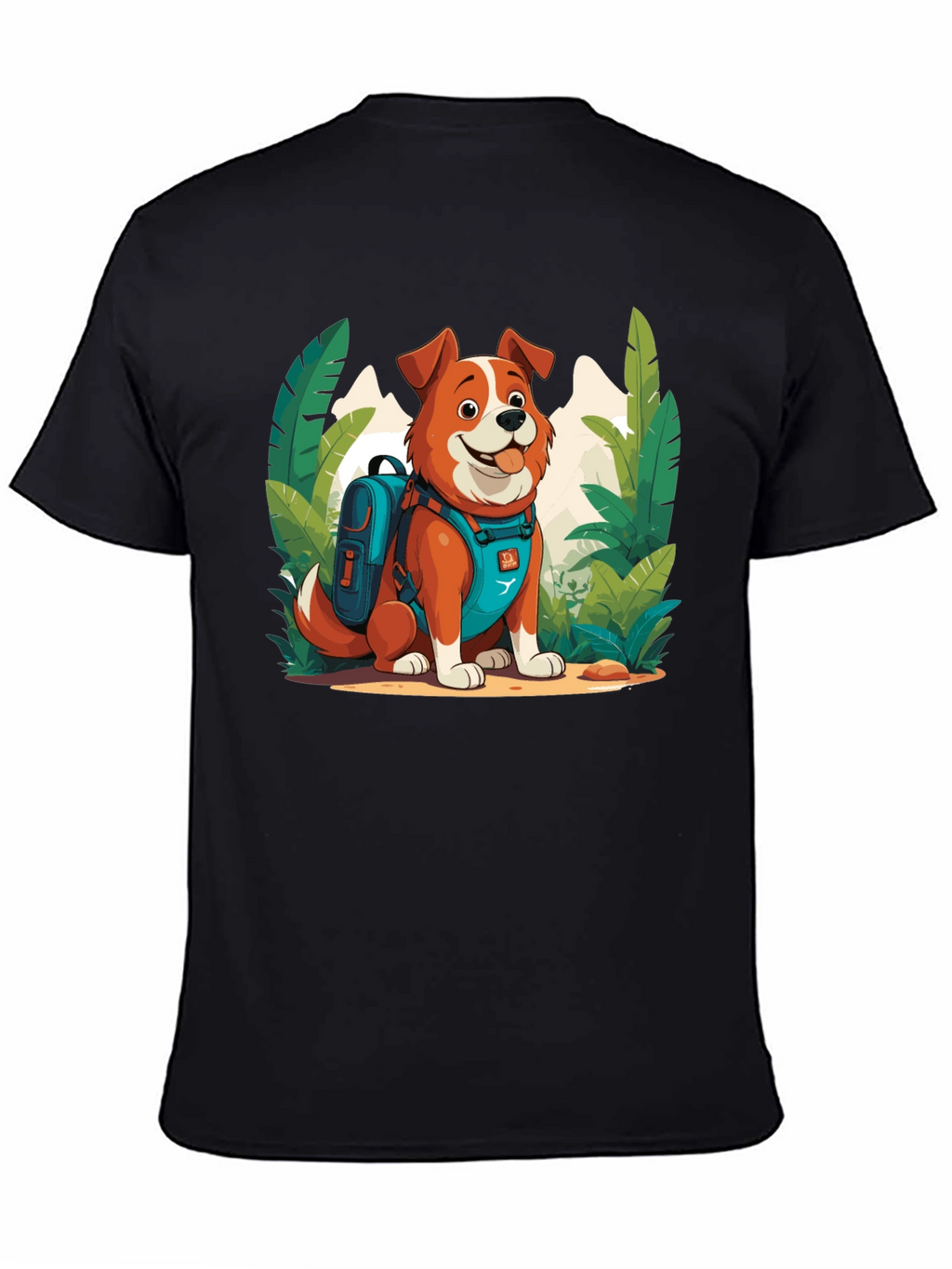 Dog Hiker Cartoon Graphic T-Shirt