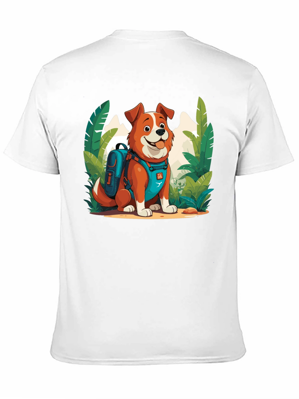 Dog Hiker Cartoon Graphic T-Shirt