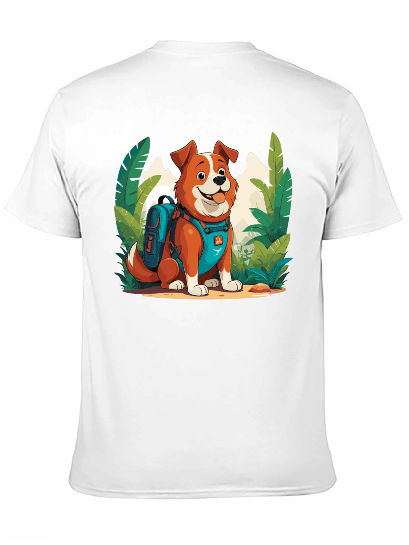 Dog Hiker Cartoon Graphic T-Shirt