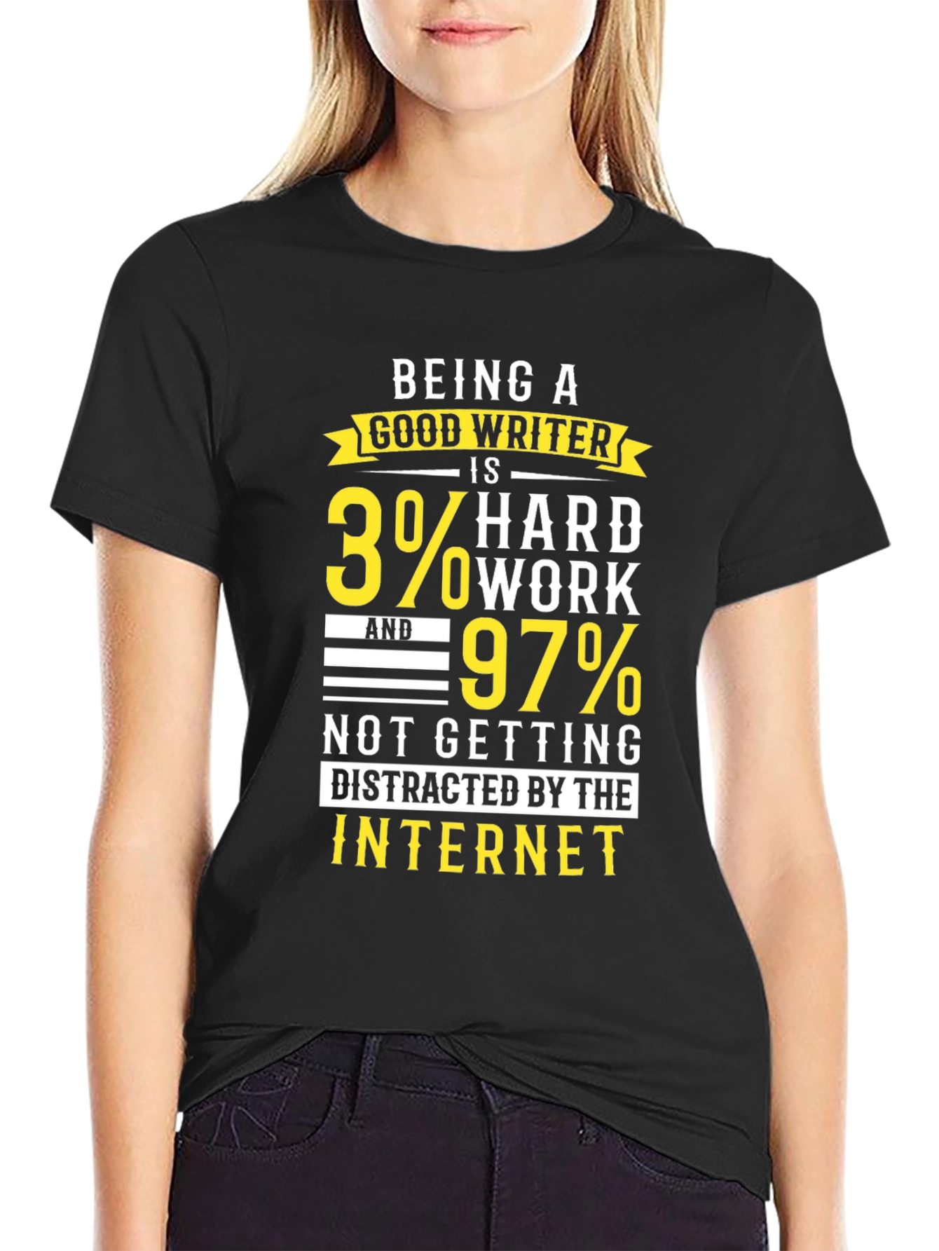 Writer Humor T-Shirt - Hard Work Internet Distraction Tee
