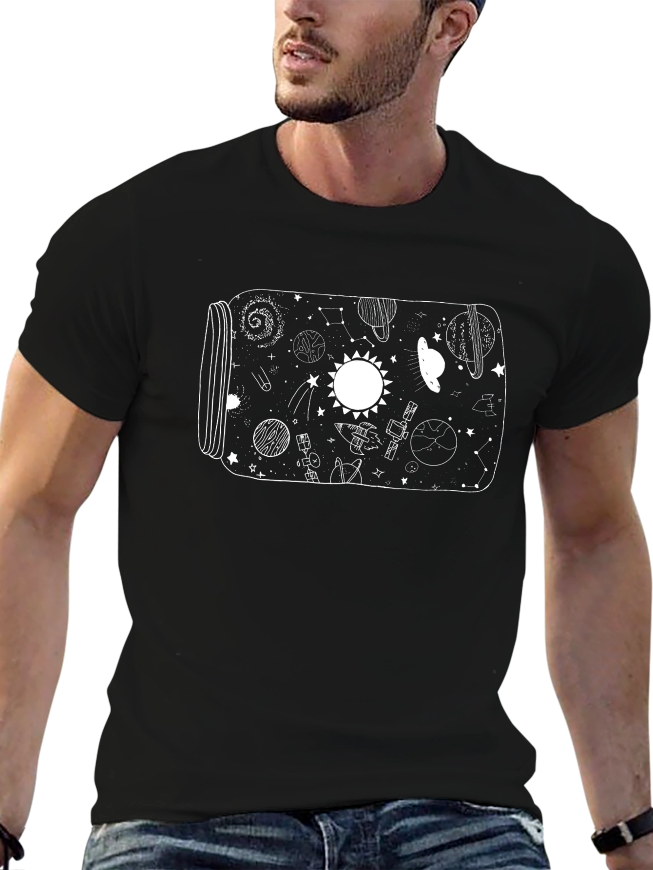 Space Jar Black T-Shirt - Universe Graphic Tee