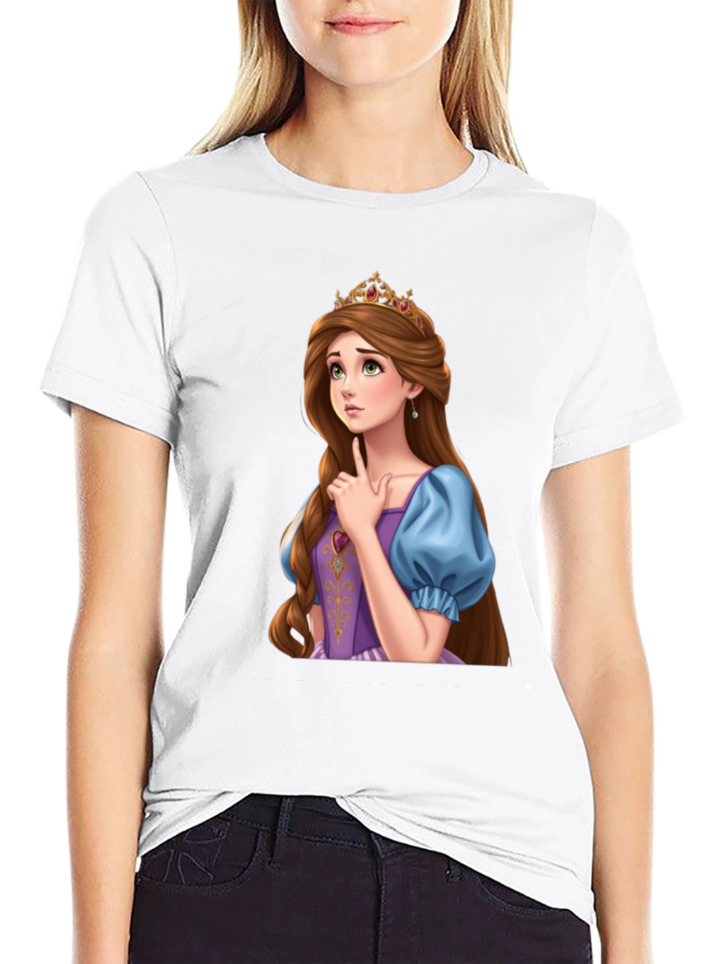 Princess Rapunzel Graphic Black T-Shirt