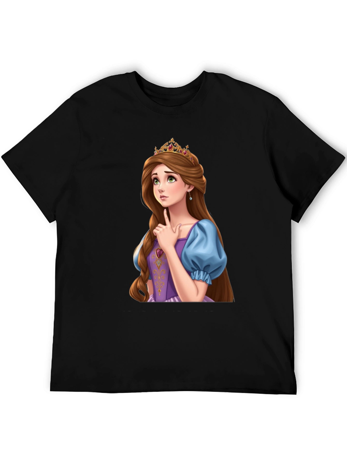 Princess Rapunzel Graphic Black T-Shirt