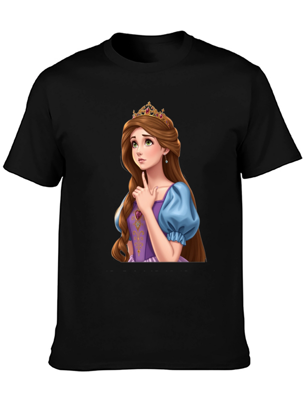 Princess Rapunzel Graphic Black T-Shirt