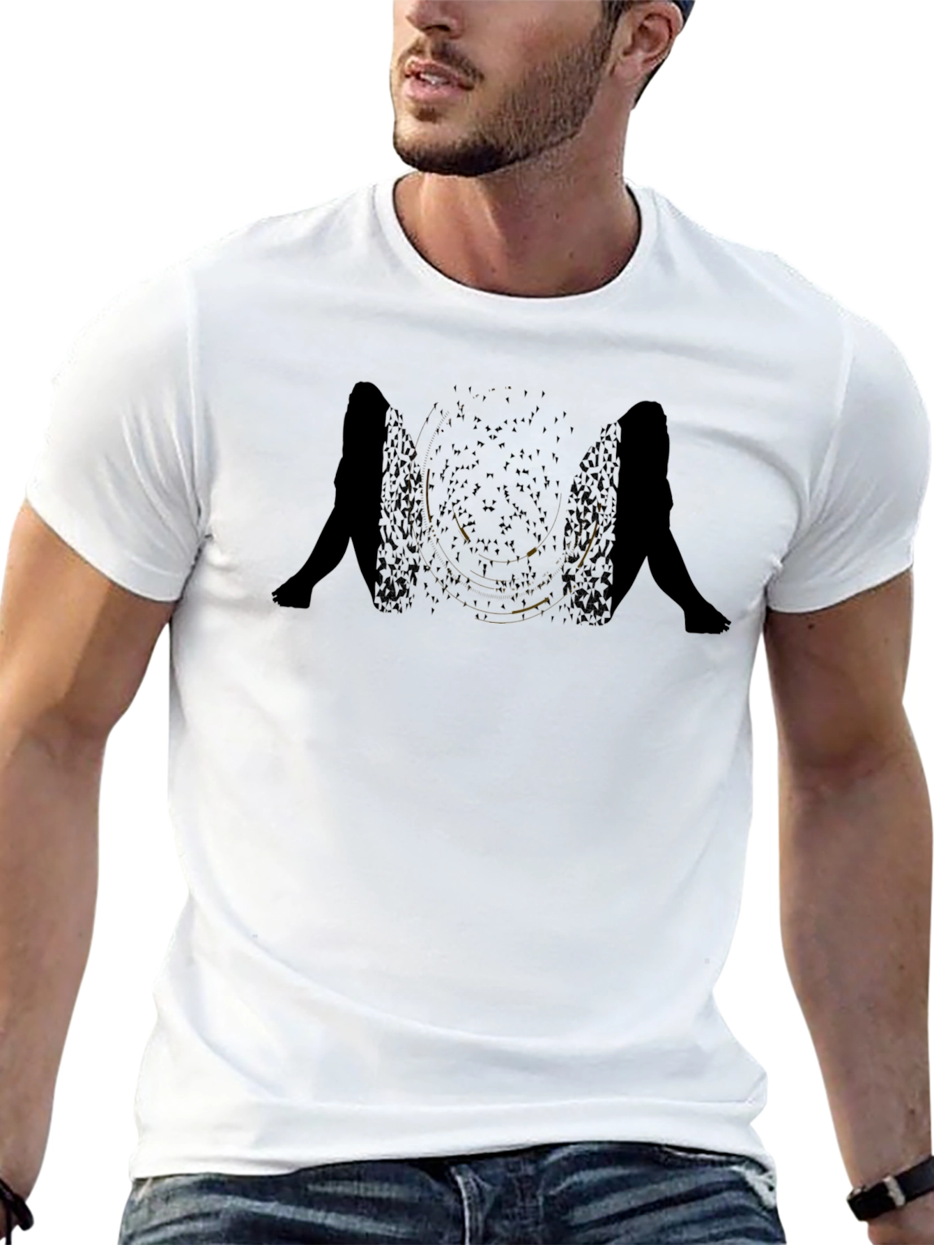 Abstract Silhouette Graphic Black T-Shirt