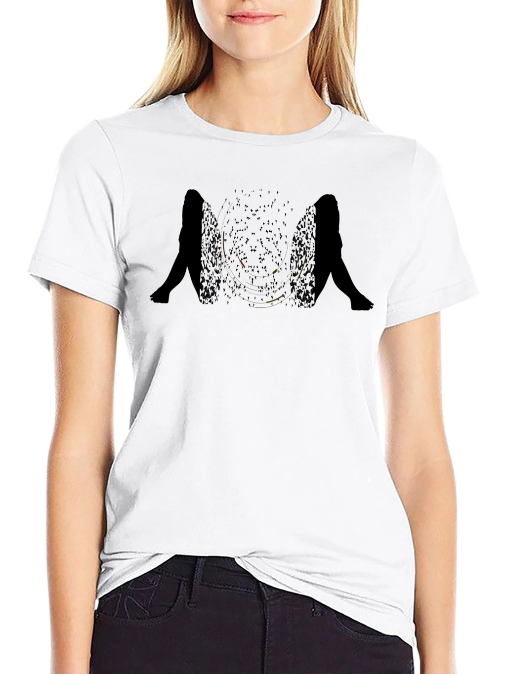 Abstract Silhouette Graphic Black T-Shirt