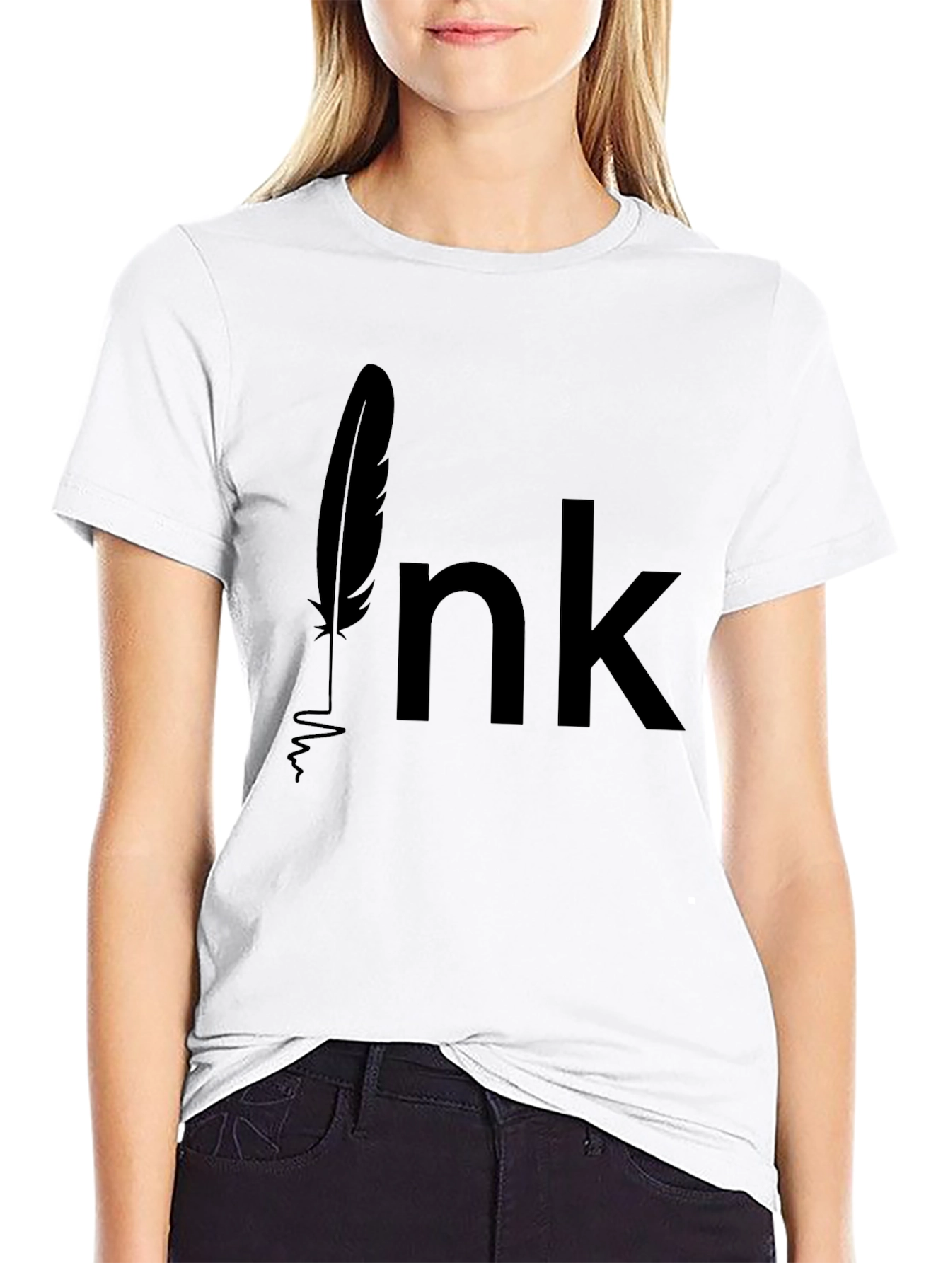 Ink Feather Graphic Tee - Black