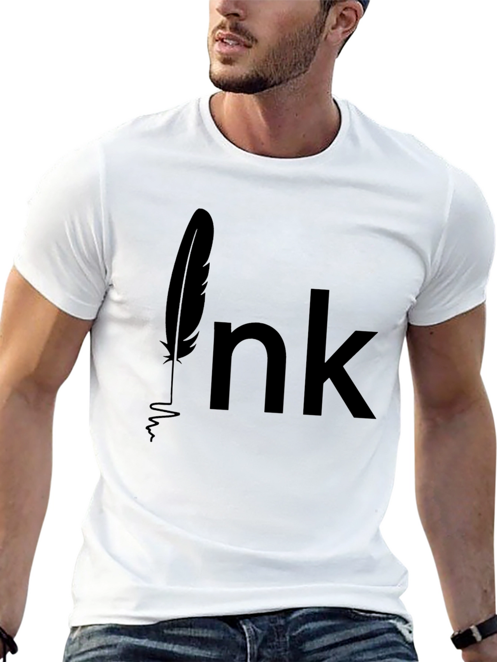 Ink Feather Graphic Tee - Black