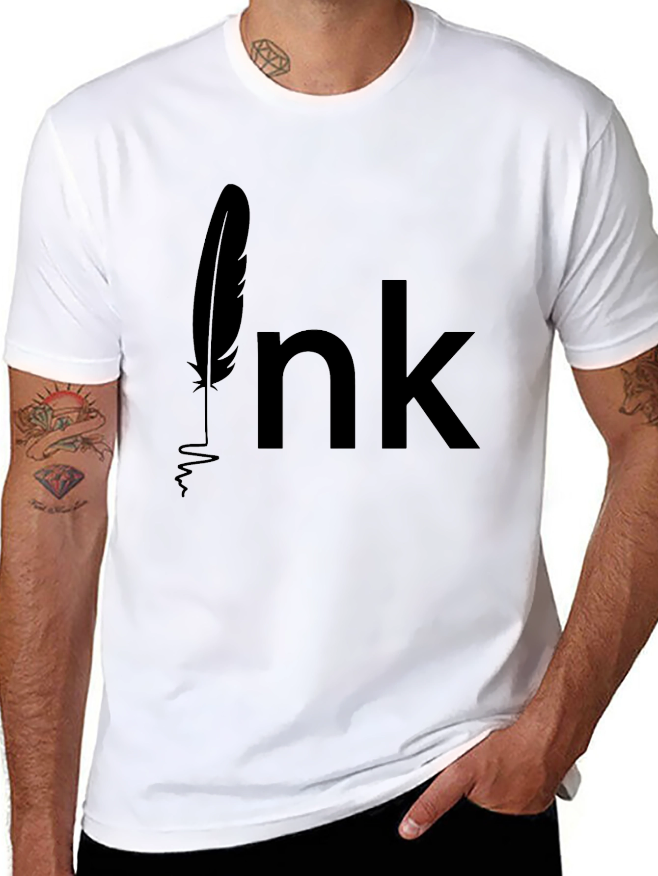 Ink Feather Graphic Tee - Black