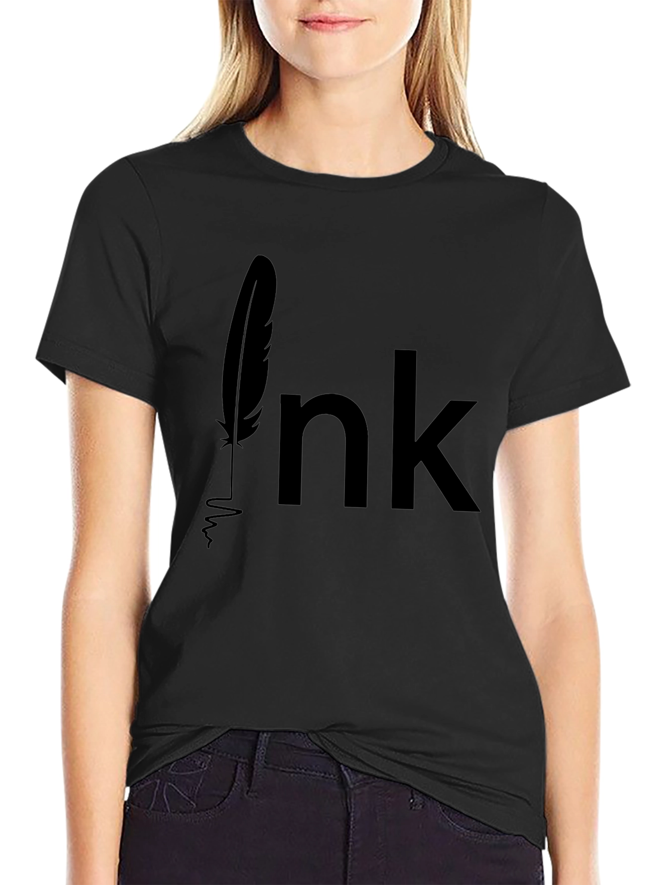 Ink Feather Graphic Tee - Black