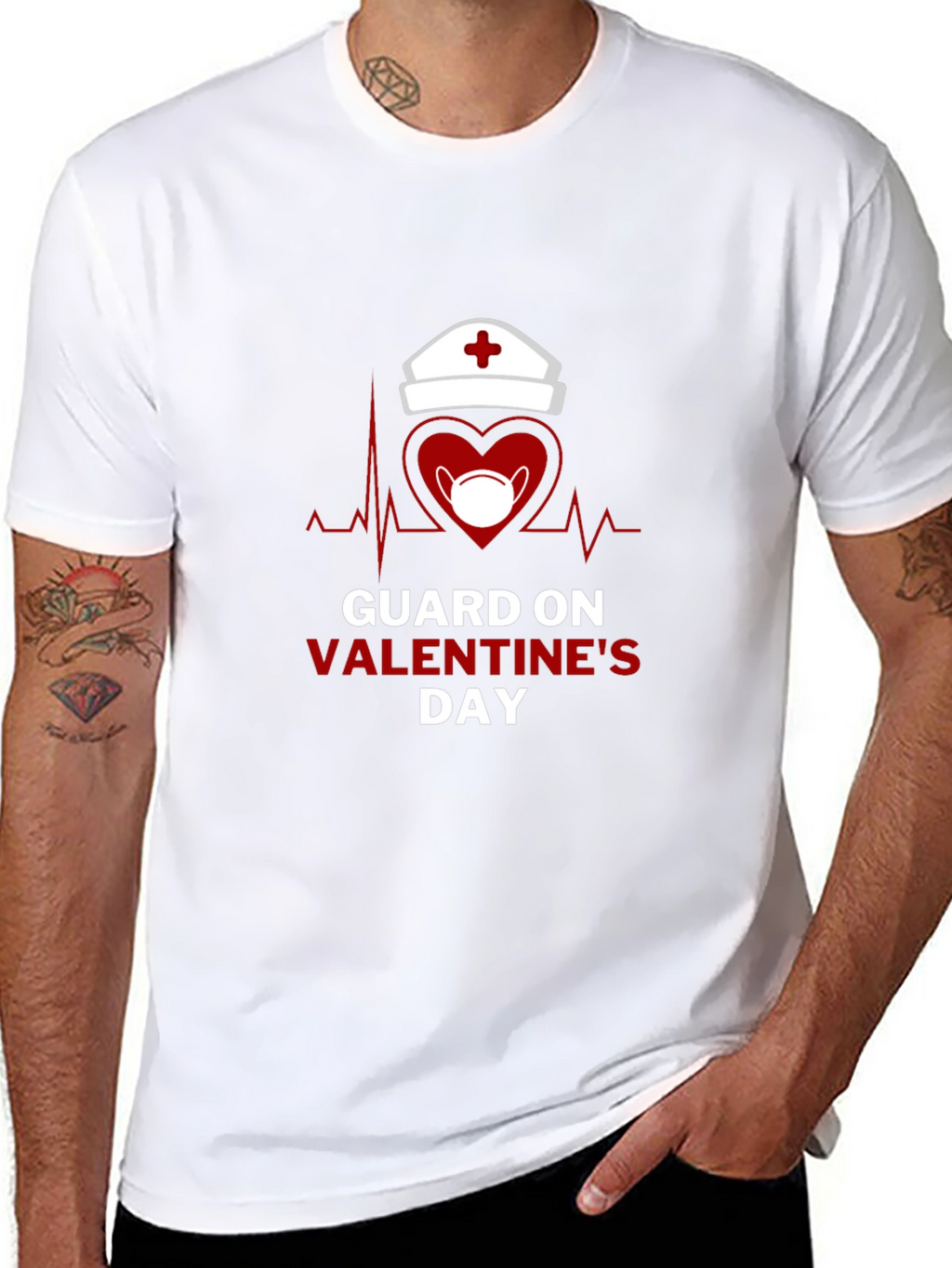 Guard on Valentines Day Black T-Shirt