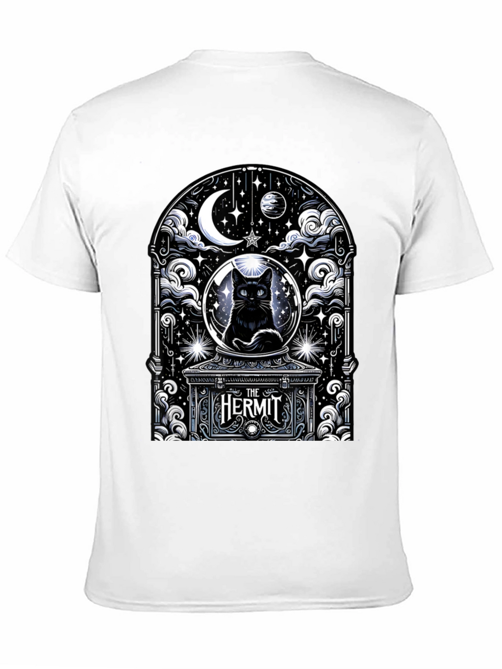 The Hermit Tarot Card Black Cat T-Shirt