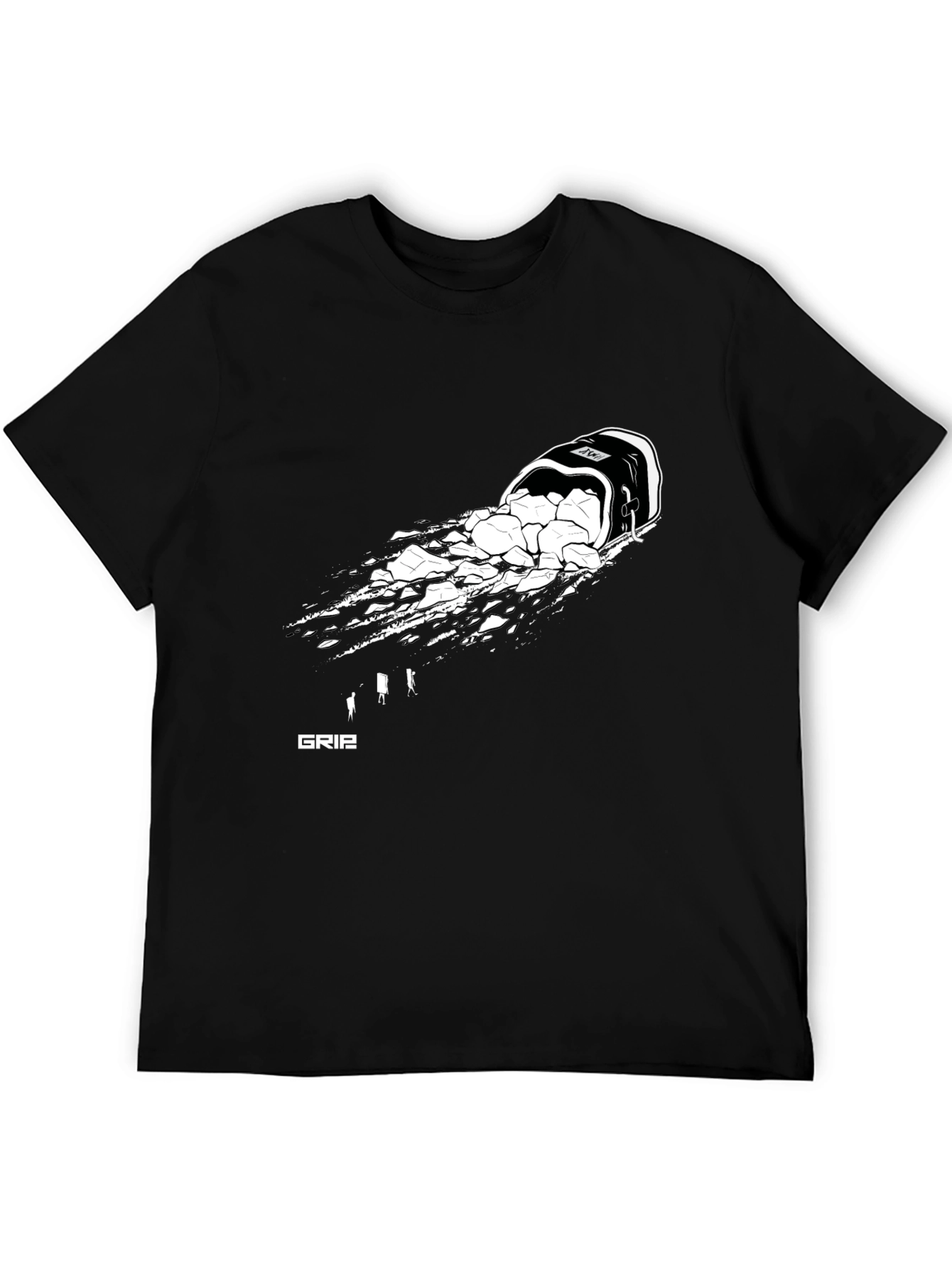 Mens Black Graphic Tee - Rock Bucket Design