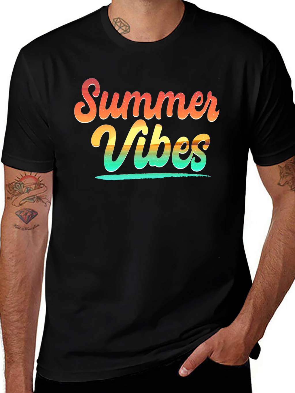 Summer Vibes Graphic Tee - Soft Cotton Black T-Shirt