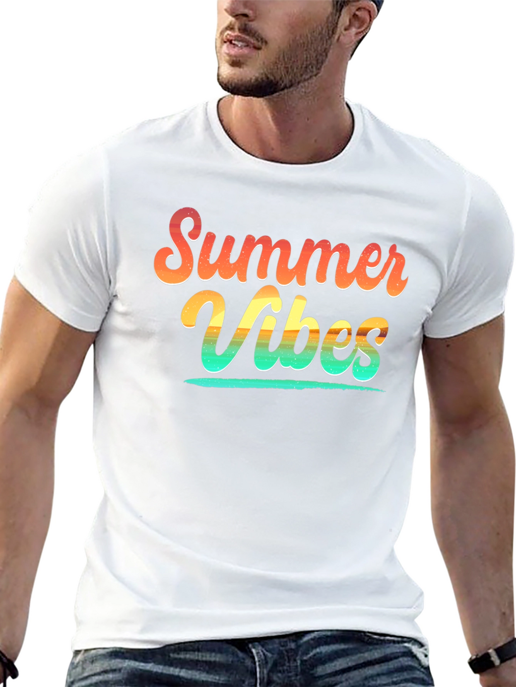 Summer Vibes Graphic Tee - Soft Cotton Black T-Shirt