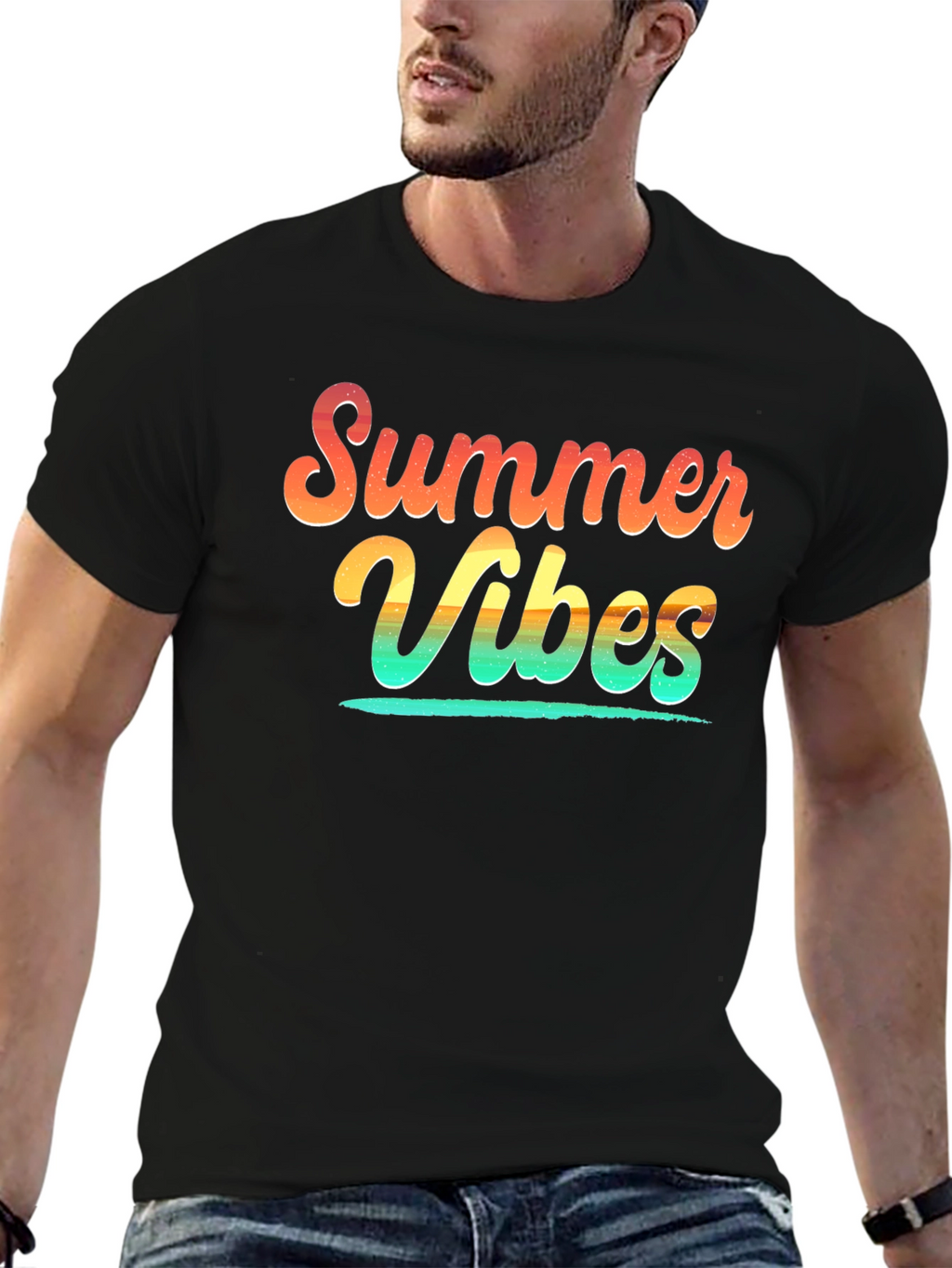 Summer Vibes Graphic Tee - Soft Cotton Black T-Shirt