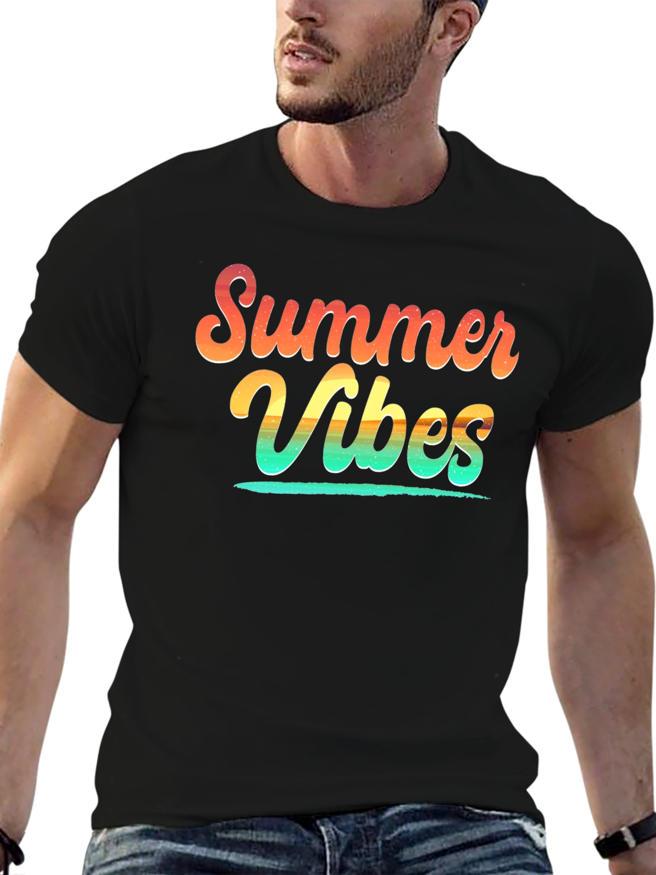 Summer Vibes Graphic Tee - Soft Cotton Black T-Shirt