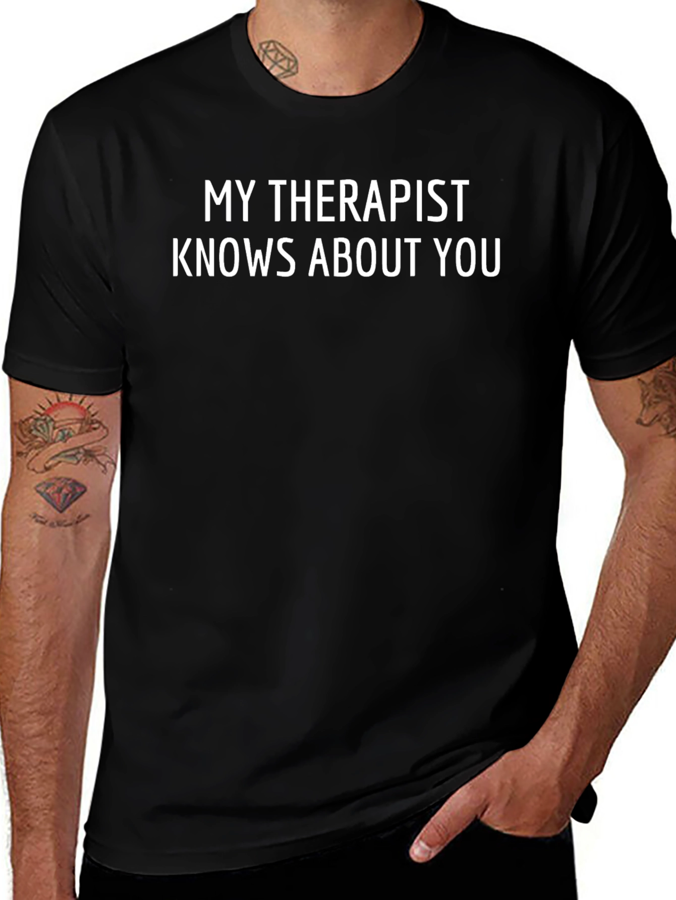 My Therapist Knows About You Black Graphic Tee