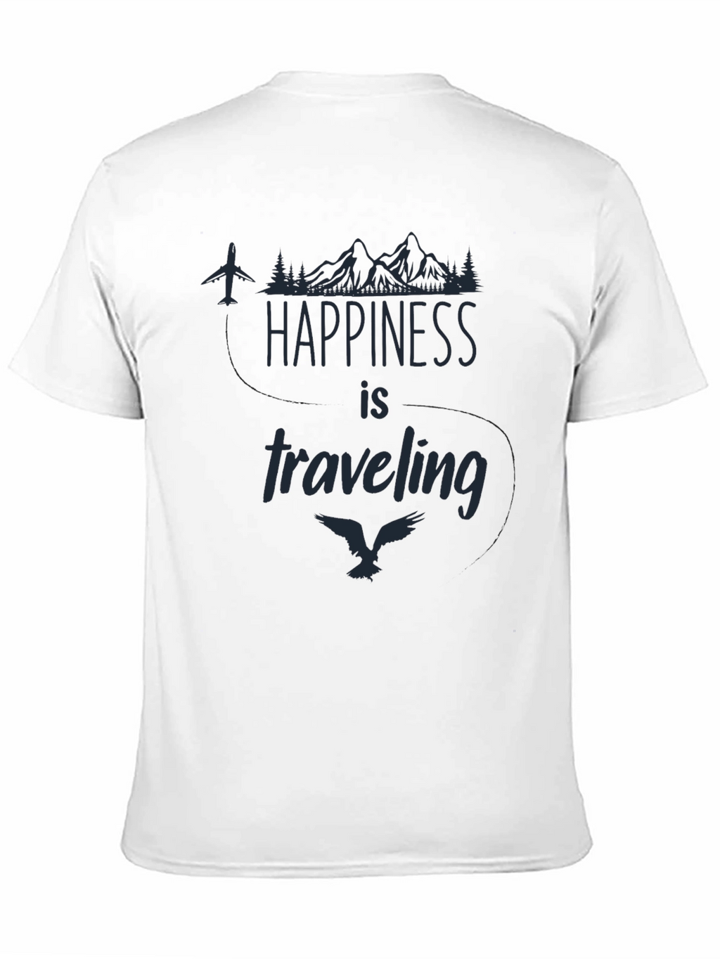 Happiness is Traveling Graphic Tee - Black