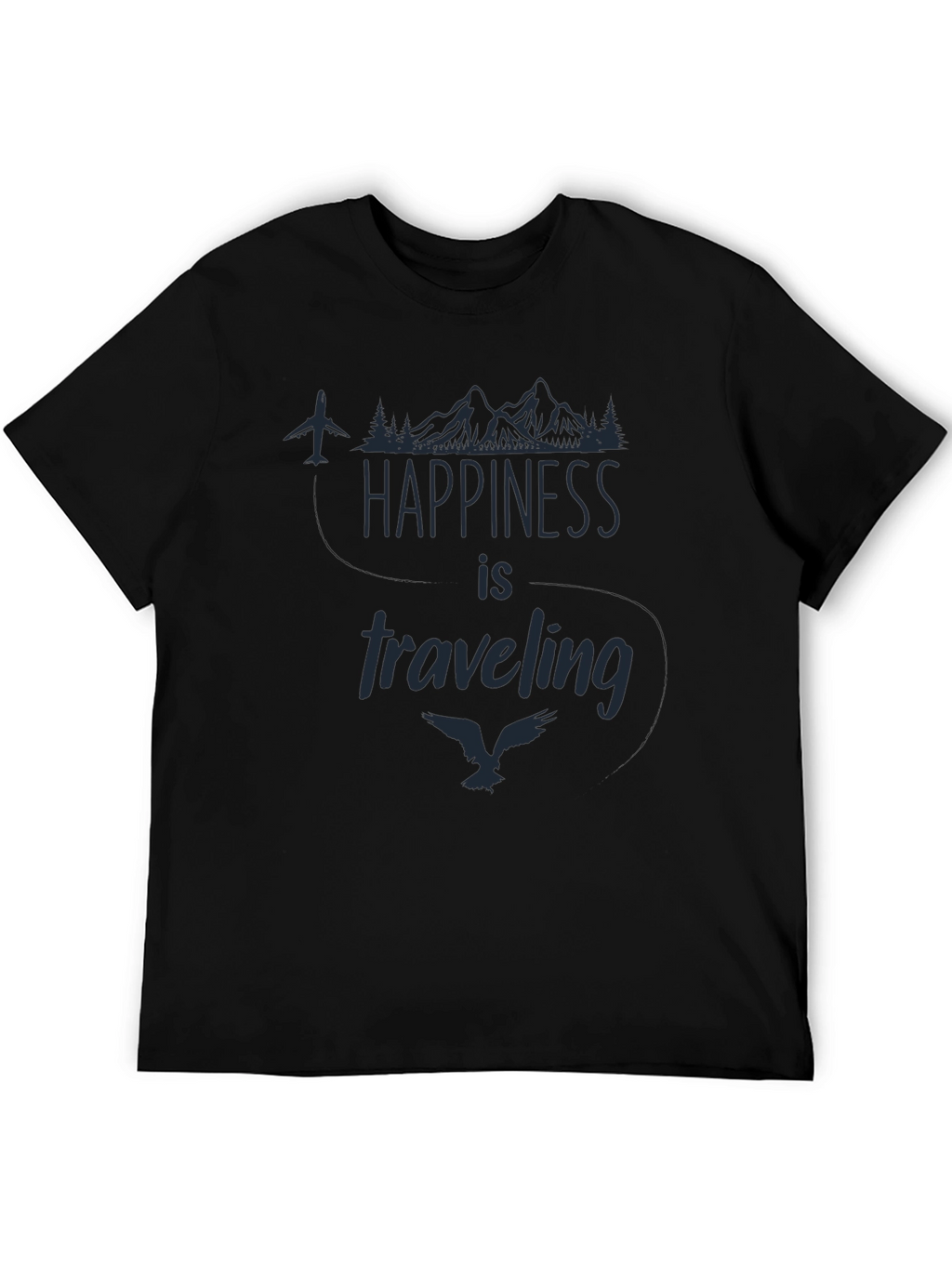 Happiness is Traveling Graphic Tee - Black