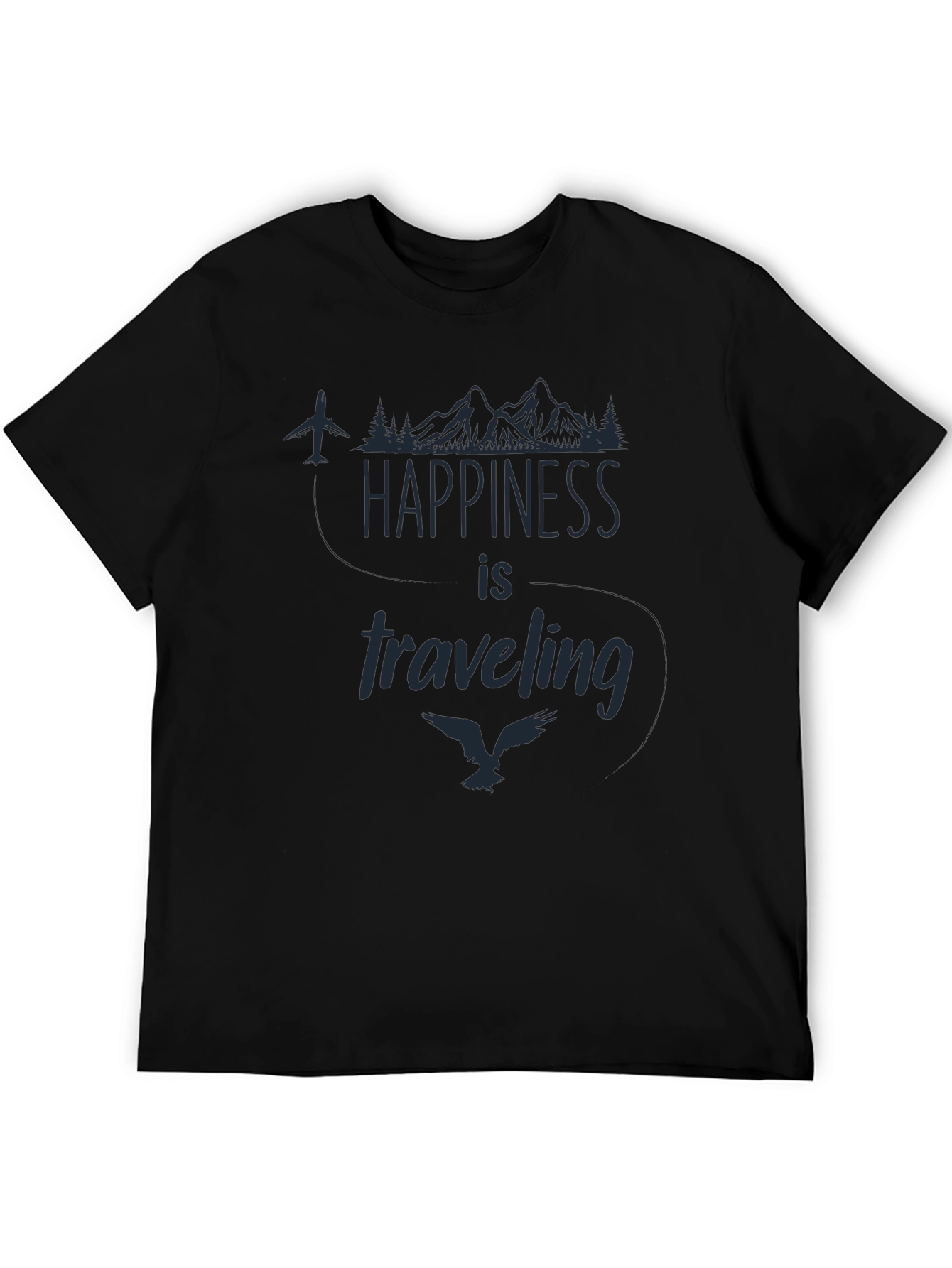 Happiness is Traveling Graphic Tee - Black