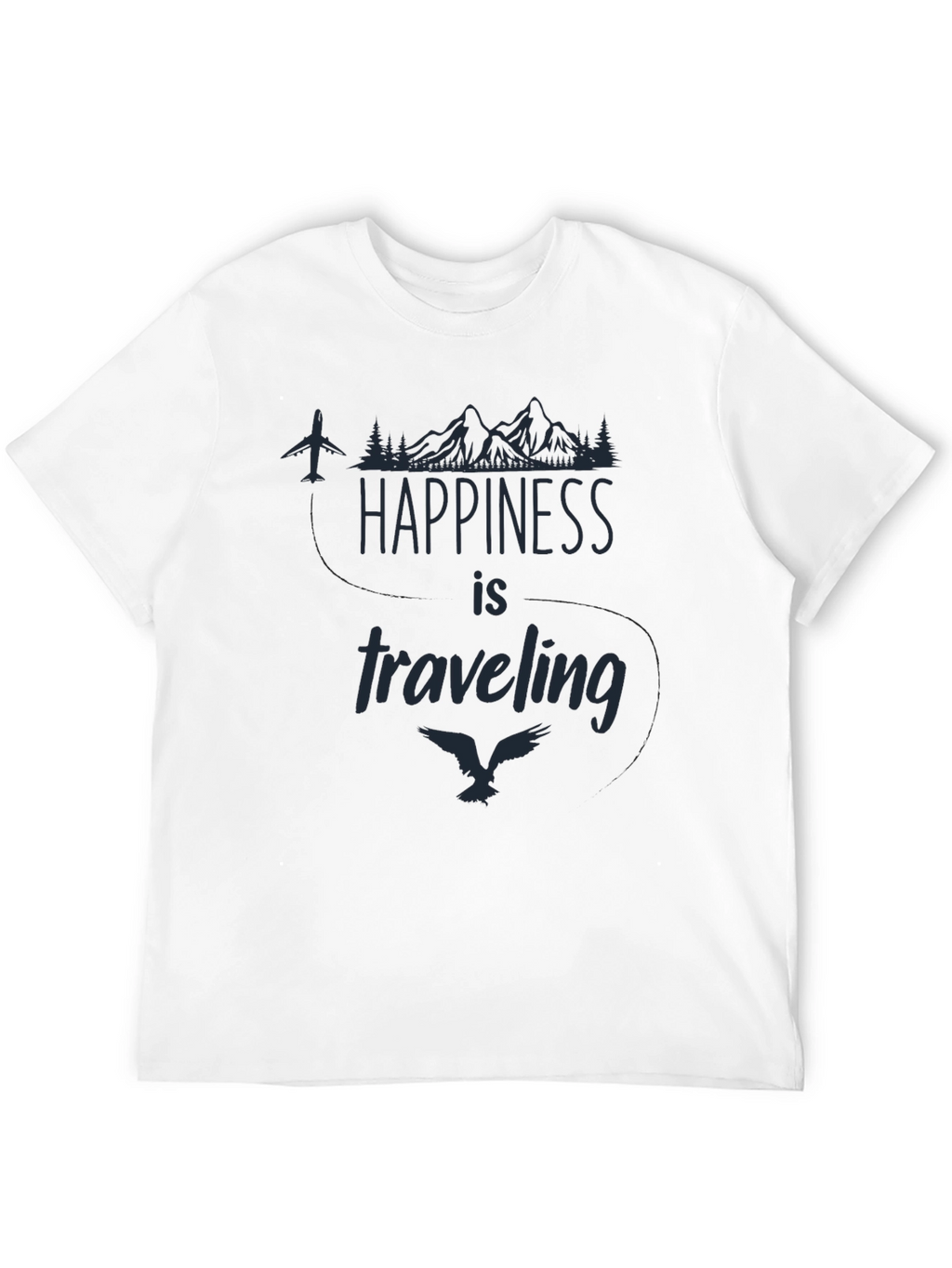 Happiness is Traveling Graphic Tee - Black