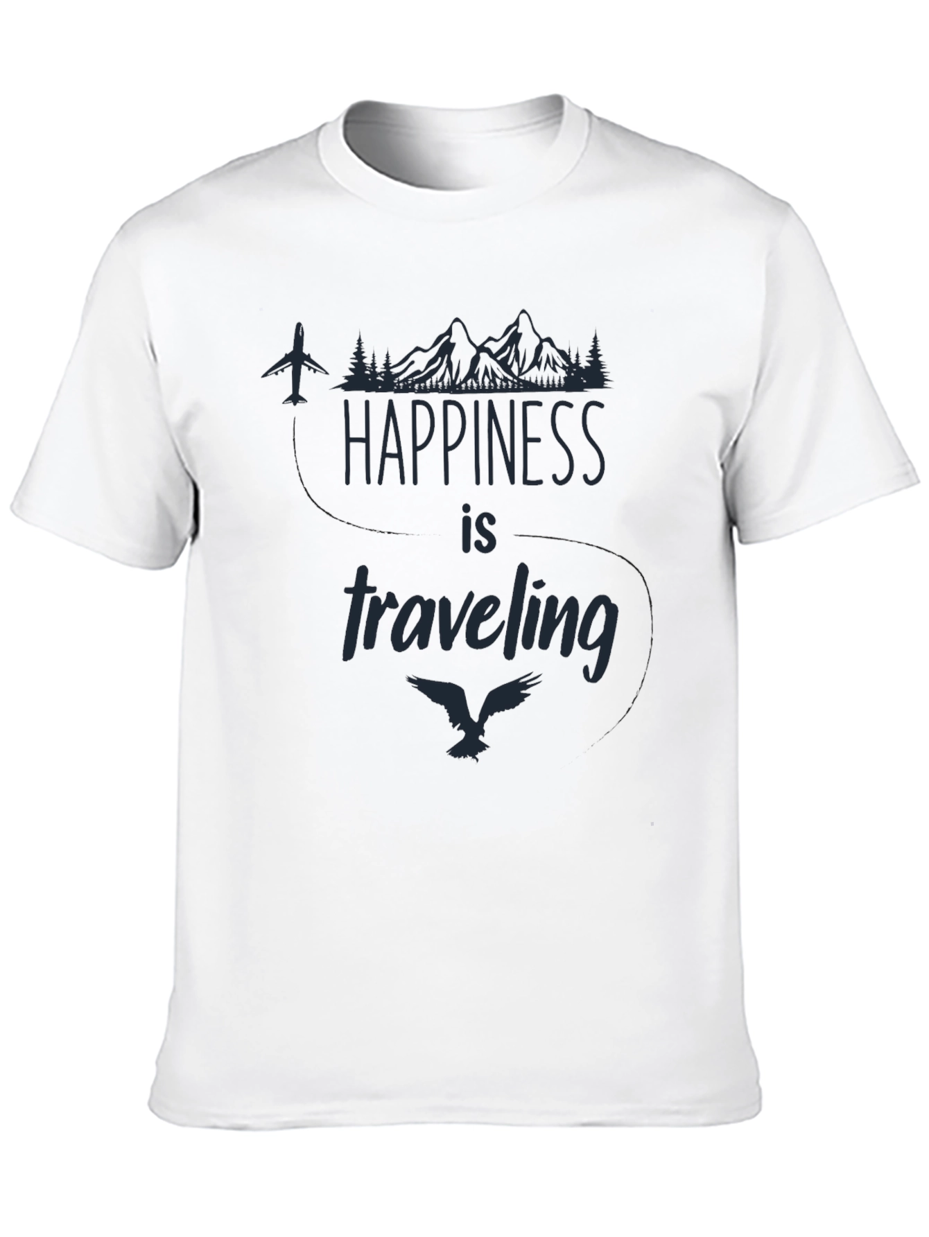 Happiness is Traveling Graphic Tee - Black