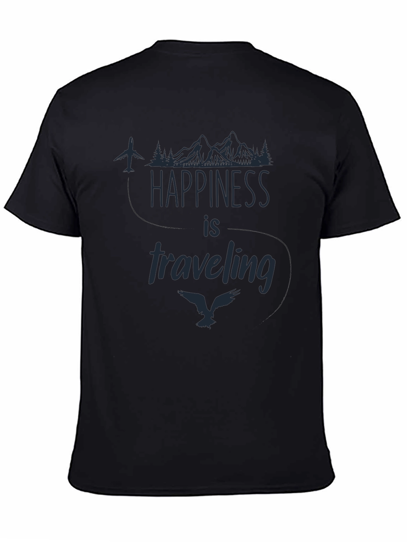 Happiness is Traveling Graphic Tee - Black