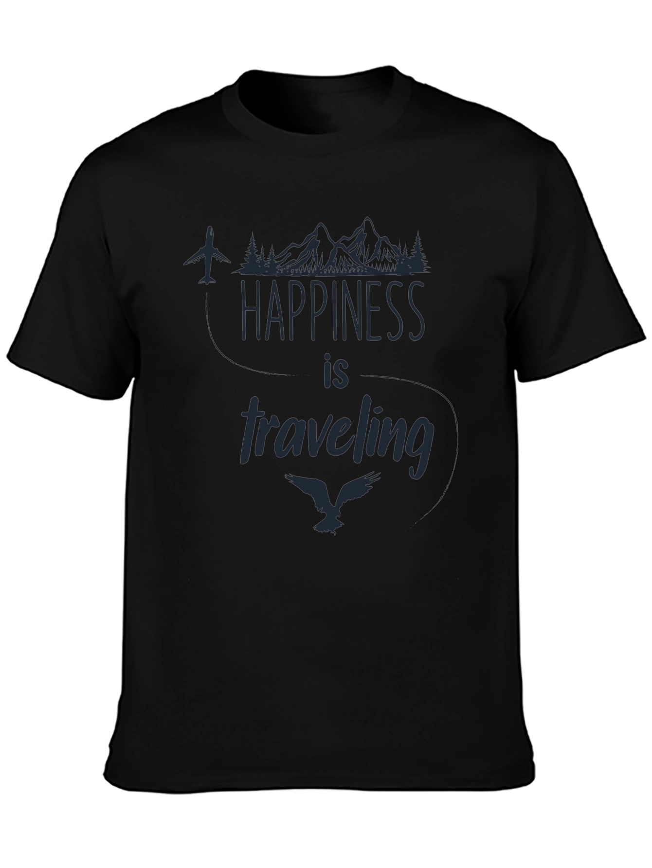 Happiness is Traveling Graphic Tee - Black