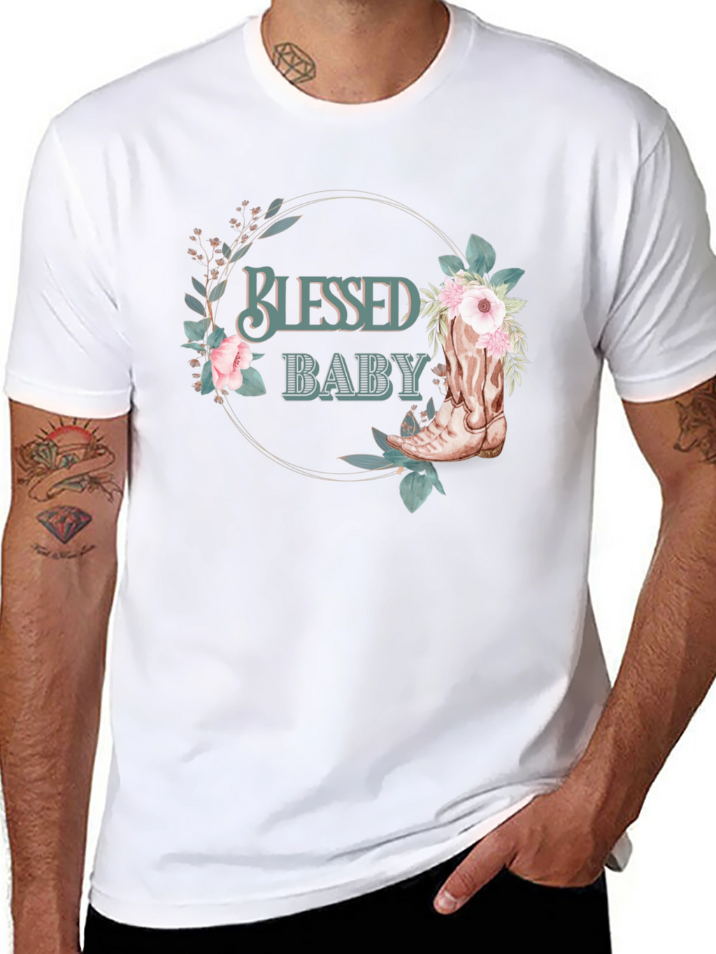 Blessed Baby Floral Cowboy Boot Graphic Tee