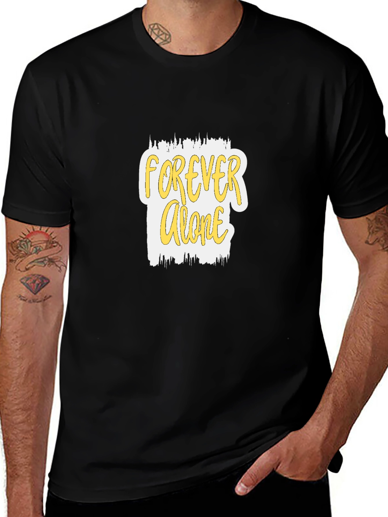 Forever Alone Graphic Black T-Shirt