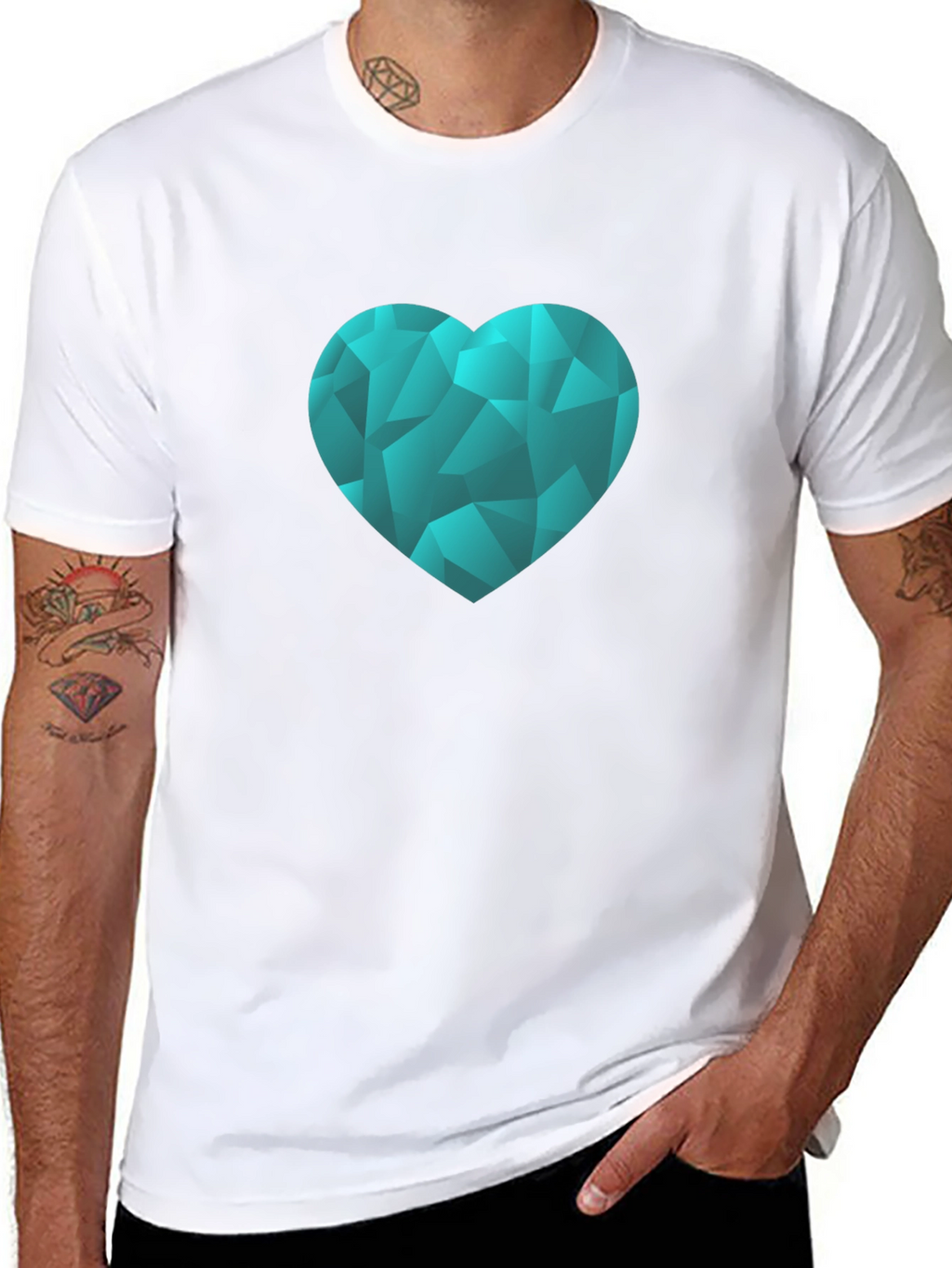 Geometric Heart Graphic Tee - Black