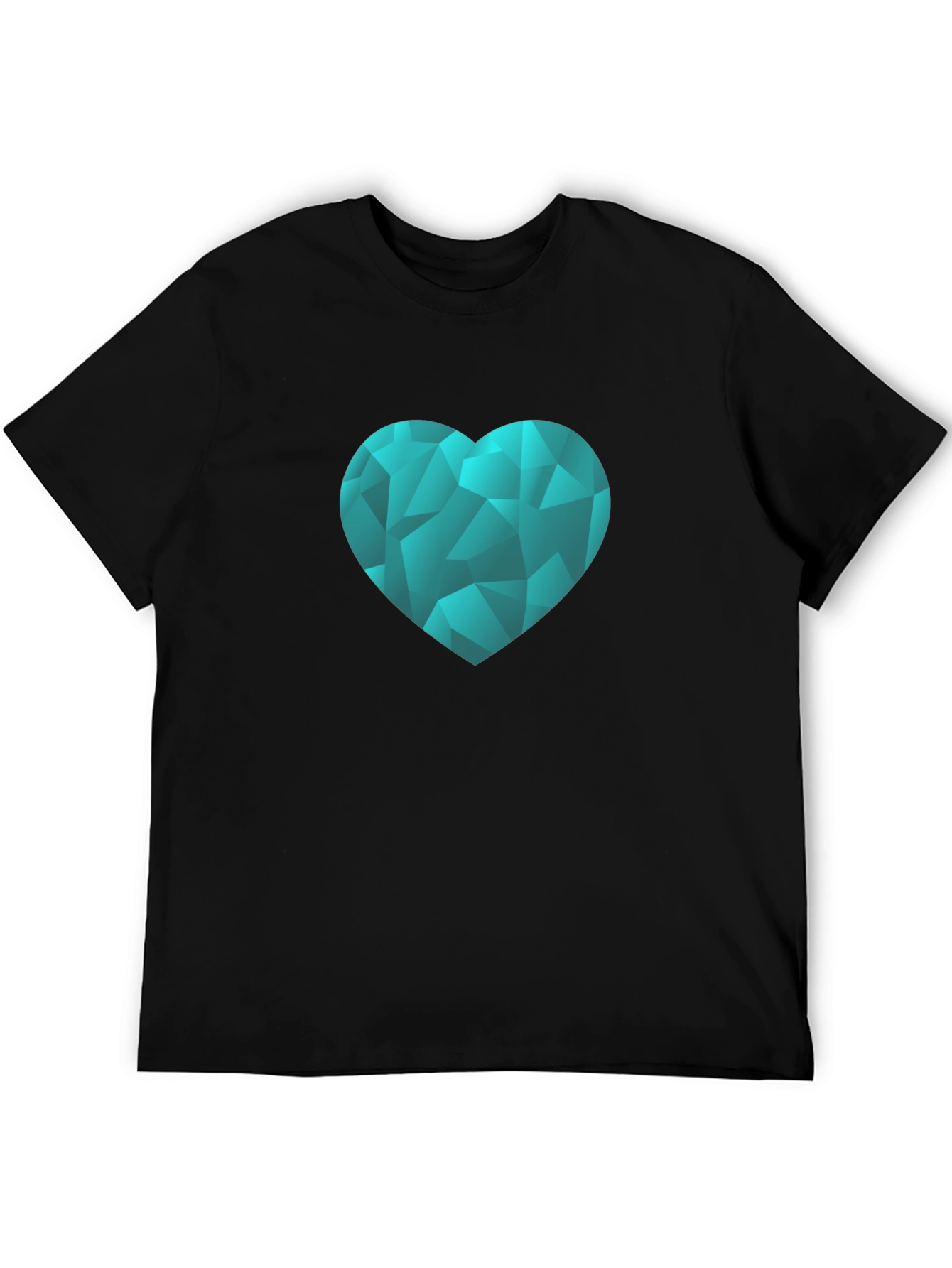 Geometric Heart Graphic Tee - Black
