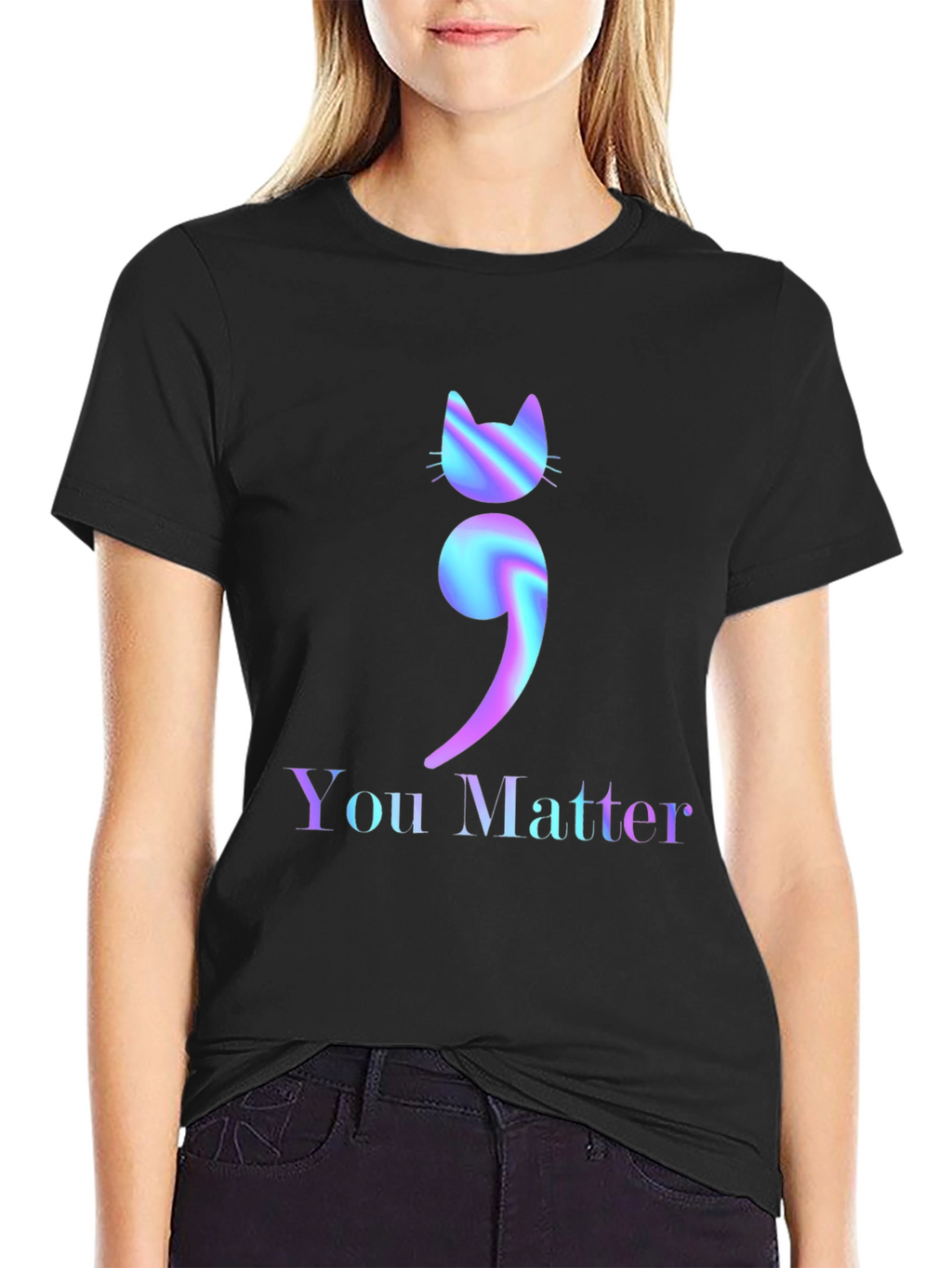 You Matter Cat Semicolon Graphic Tee