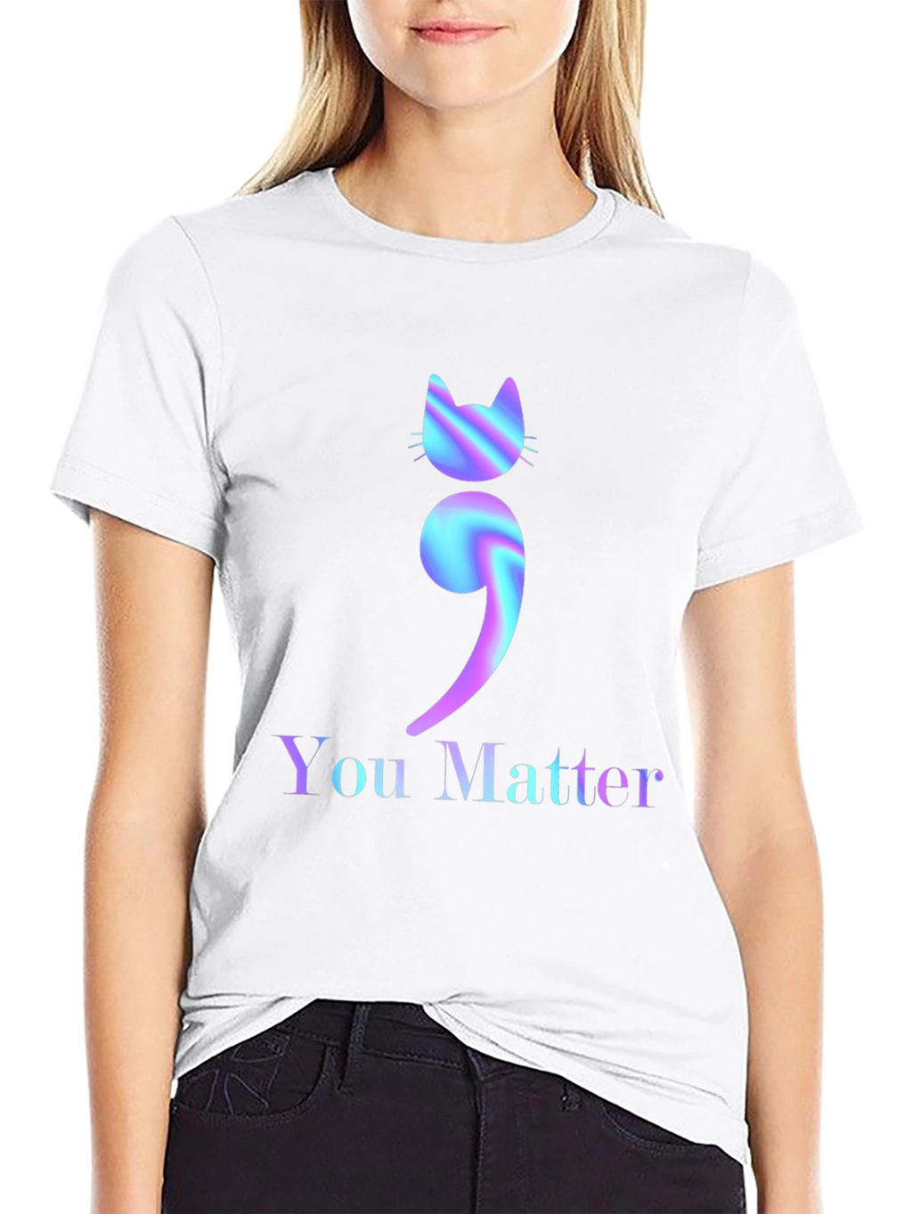 You Matter Cat Semicolon Graphic Tee