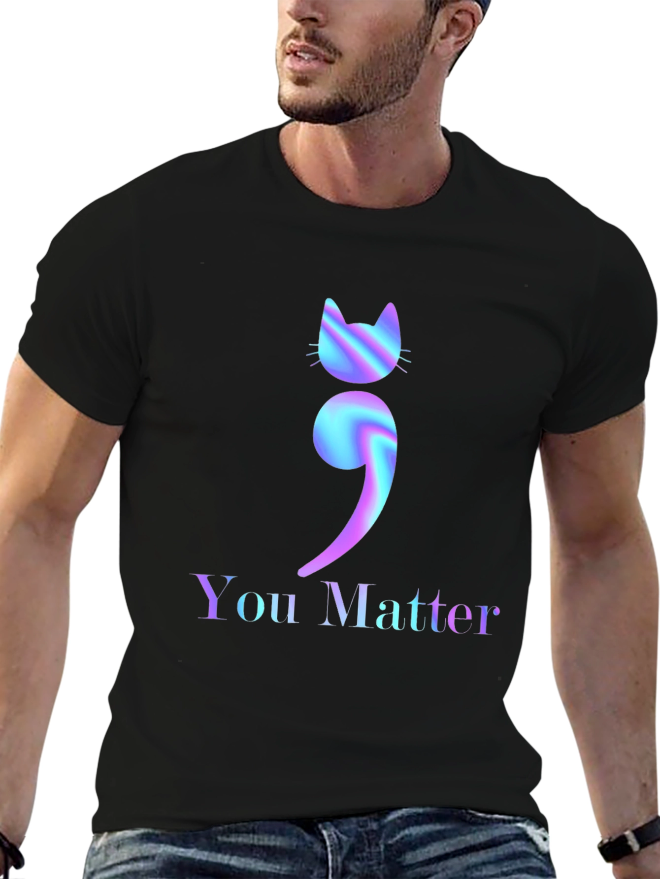 You Matter Cat Semicolon Graphic Tee