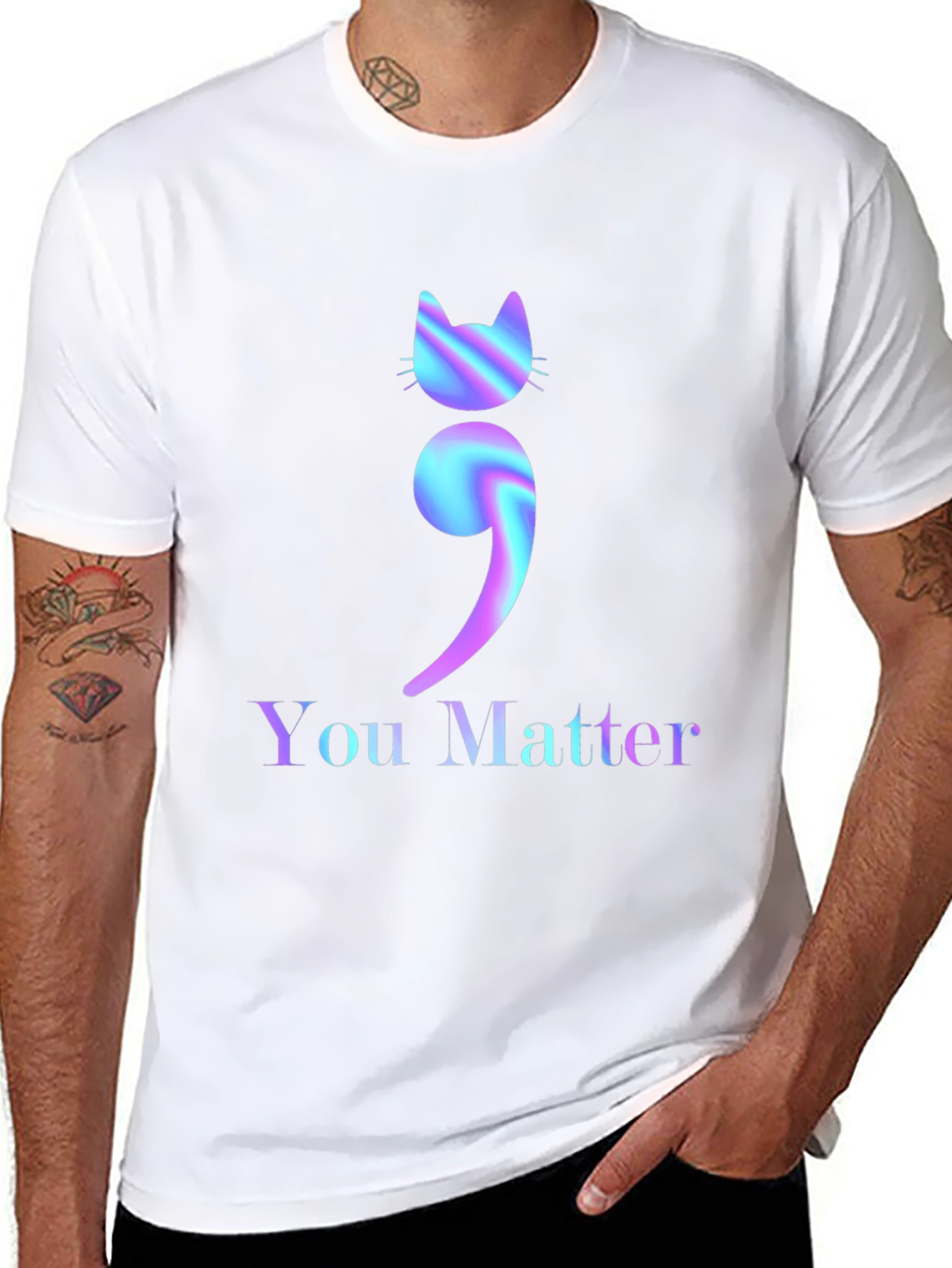 You Matter Cat Semicolon Graphic Tee