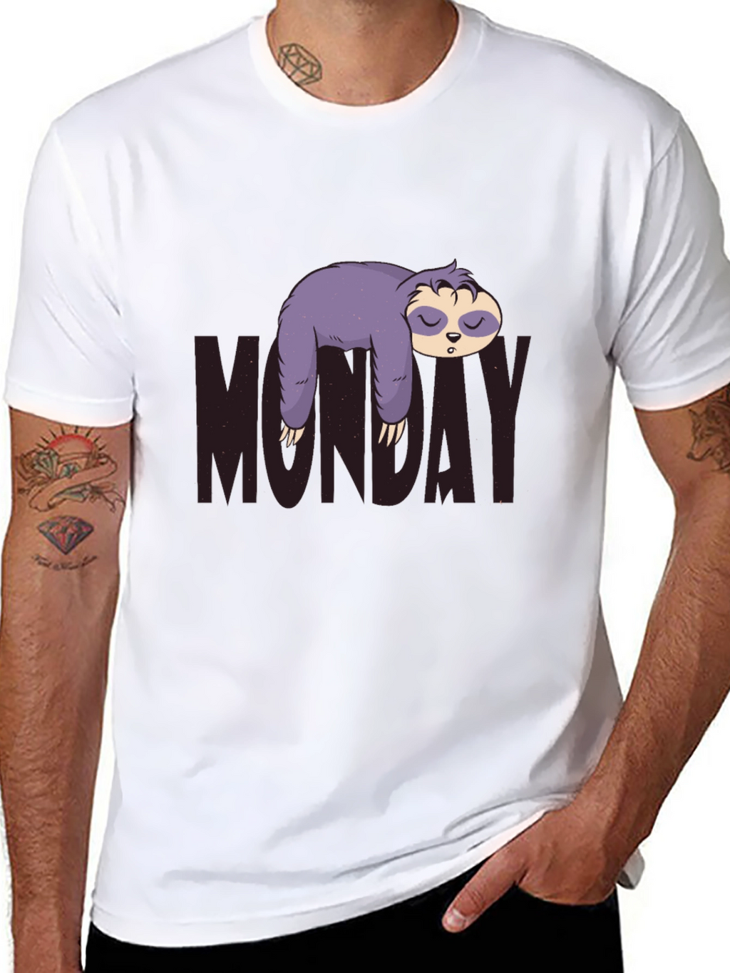 Monday Sloth Graphic Tee - Black Casual Shirt