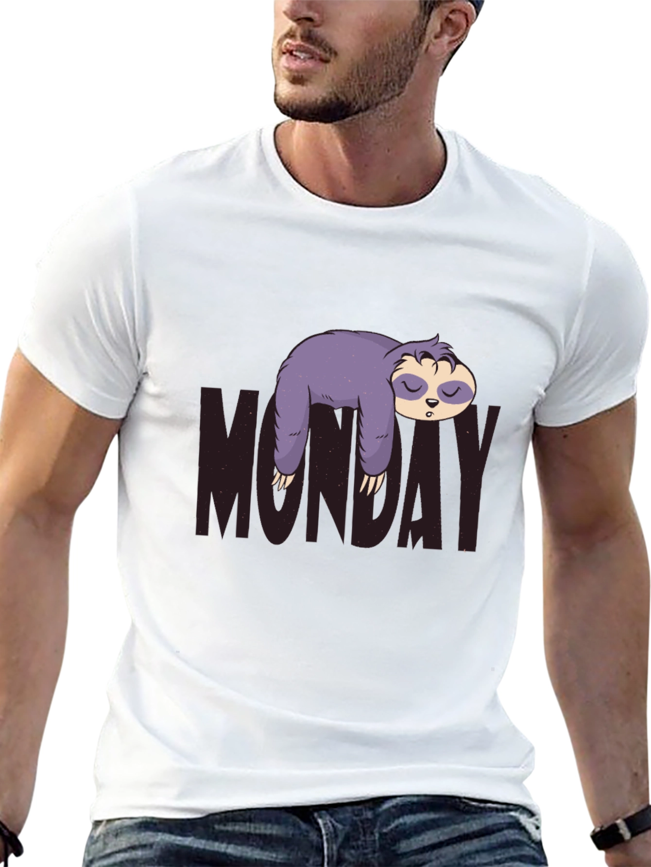 Monday Sloth Graphic Tee - Black Casual Shirt