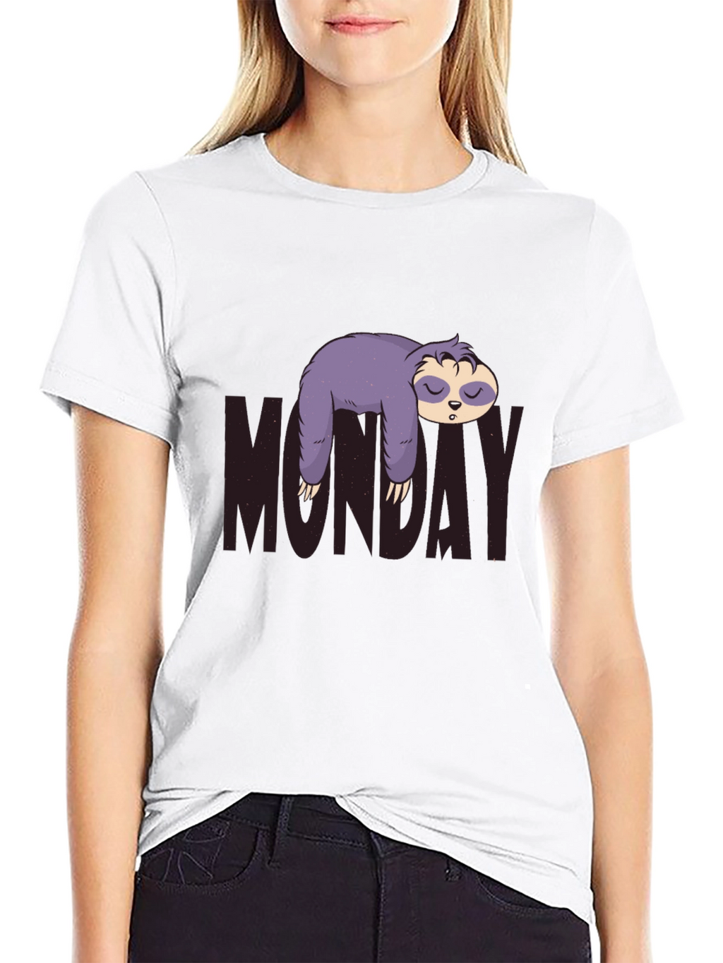Monday Sloth Graphic Tee - Black Casual Shirt