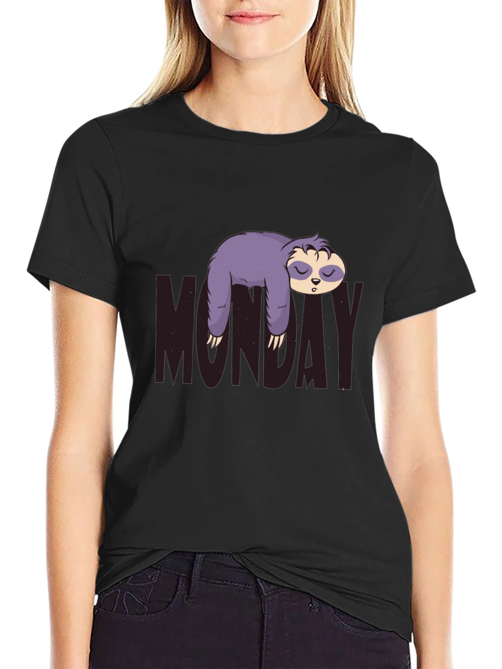 Monday Sloth Graphic Tee - Black Casual Shirt
