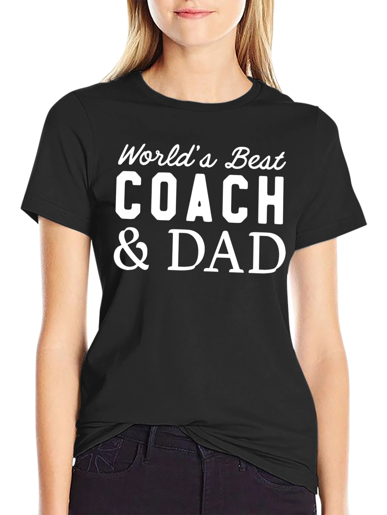 Worlds Best Coach & Dad T-Shirt - Fathers Day Gift