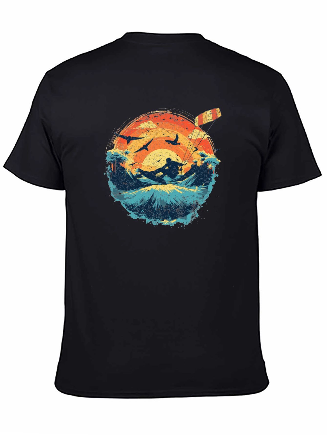 Kitesurfing Sunset Graphic Tee - Black