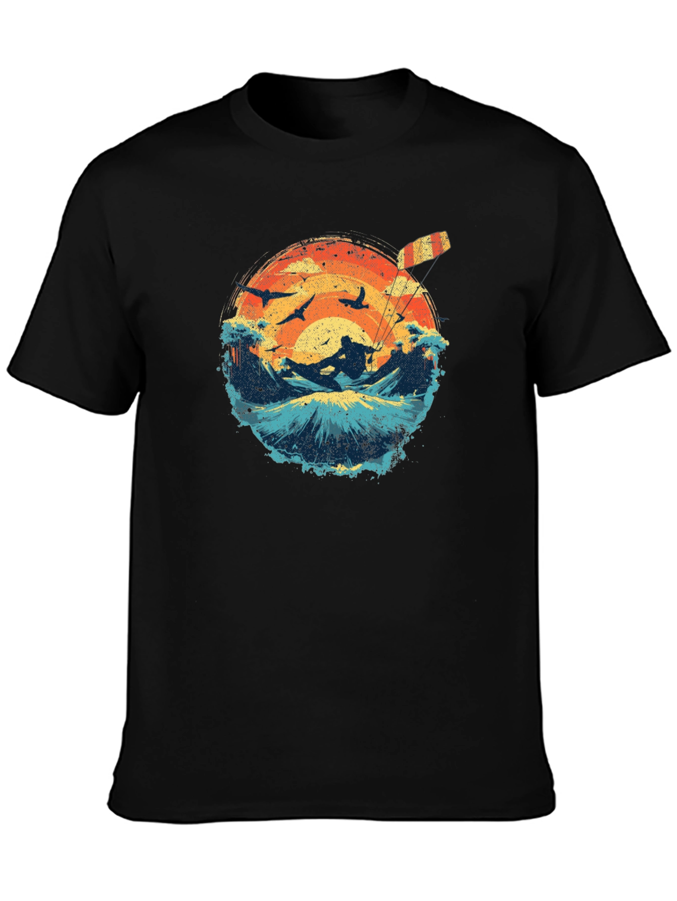 Kitesurfing Sunset Graphic Tee - Black