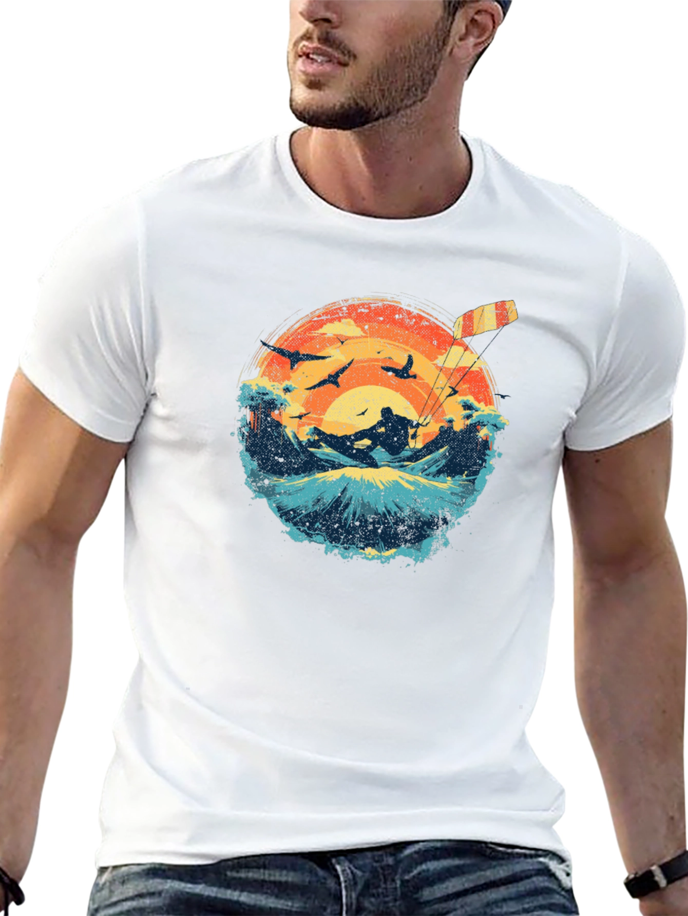 Kitesurfing Sunset Graphic Tee - Black